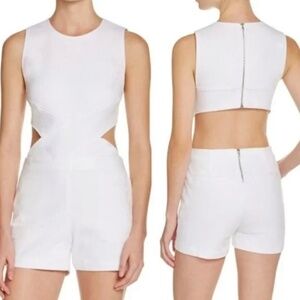 3 x 1 Crossbody Denim White Sleeveless Cutout Romper-SIze Small